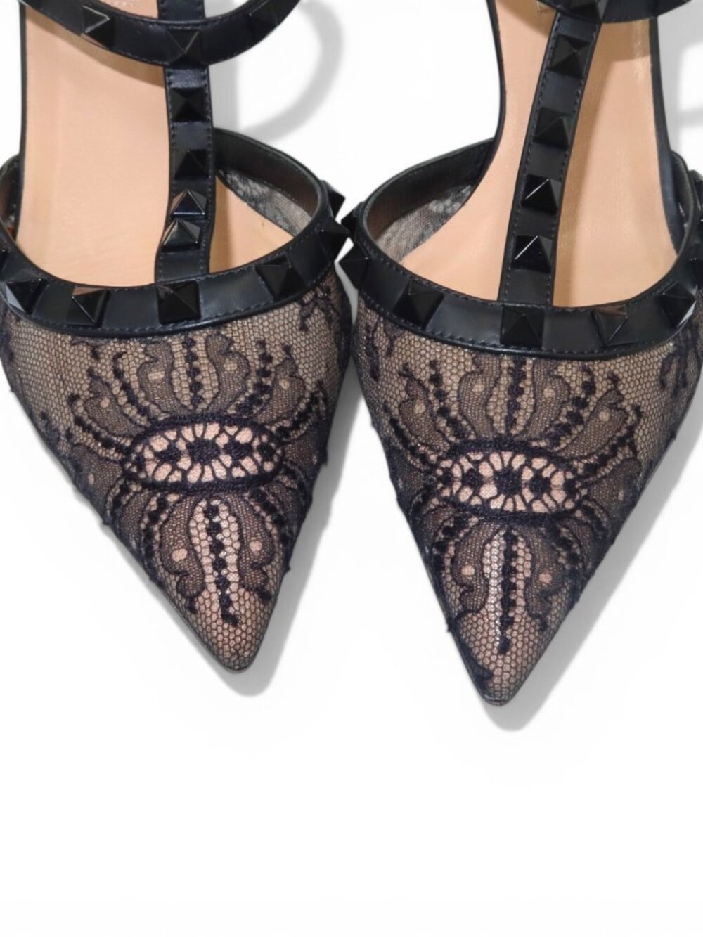 Valentino Garavani Lace Rockstud Caged Heels Black Size 37 - Picture 11 of 15